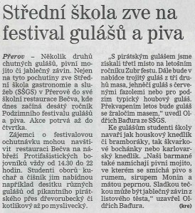 Střední škola zve na festival gulášů a piva (Deník, 20. 11. 2012)